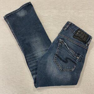 Silver Zac Bootcut Jeans Mens 29 x 30 Relaxed Fit Dark Wash Factory Faded Denim